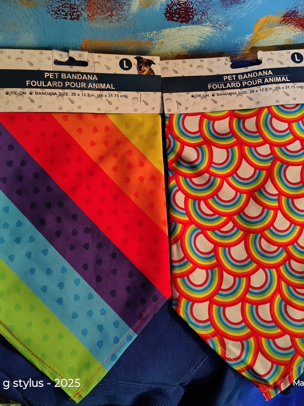 😮🔥 DOG 🐶 BANDANNAS - Large -🌈Rainbow Pride, $7 each 🌈